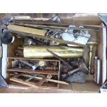 A mixed lot: to include an engraved brass shell case 14''h;