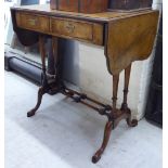 A 20thC reproduction of a George III mahogany sofa style occasional table with two frieze drawers,