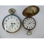 A silver cased full-hunter pocket watch,