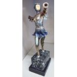 A 1930s inspired, painted cast metal figure, a dancing female,