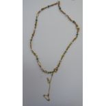 A 9ct gold bar and hoop link neckchain,