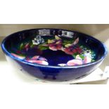 A 1930s Moorcroft pottery shallow fruit bowl bears painted & impressed marks 12.