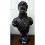 A cast and patinated bronze bust, a boy,