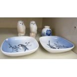 Royal Copenhagen porcelain, viz. a pair of owls no.1741 3.