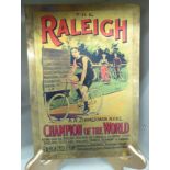 A reproduction of an earlier printed brass advertising sign 'The Raleigh' 8'' x 11'' CA