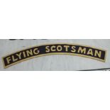 A cast iron curved sign 'Flying Scotsman' 26''w BSR