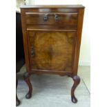 A 1920/30s walnut bedside cabinet with a drawer and a door,