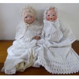 Two early 20thC Armand Marseille bisque head dolls with painted features and weighted sleeping eyes,