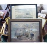 Framed pictures: to include 'View of Eaton-College, in Buckinghamshire' steel engraving 6.