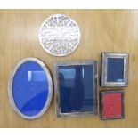 Silver and silver plated photograph frames various sizes;