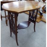 An Edwardian string inlaid and crossbanded mahogany occasional table, the figured,