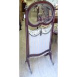 A late 19thC Continental mahogany framed firescreen with applied gilt ornament,