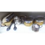 Small silver and silver backed items: to include gentlemans' hair brushes;