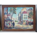 Early 20thC French School - a stylised Parisian street scene with figures oil on canvas,