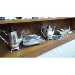 Silver plated tableware: to include a Victorian style bread basket with C-scrolled and foliate