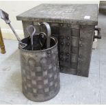 A 1930s Arts & Crafts inspired galvanised metal coal box 13''h 15''w;