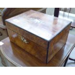 A late Victorian mother-of-pearl inlaid walnut sewing box,