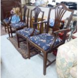 A set of four early 20thC mahogany framed splat back dining chairs,
