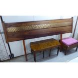A 1970s brass inlaid exotic hardwood bed headboard 80''w BSR