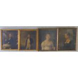 Four 19thC portraits of young men and women oil on canvas some bearing inscriptions verso 7'' x