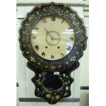 A late 19thC mother-of-pearl inlaid papier mache cased drop dial clock;