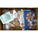 Uncollated world coins and banknotes: to include pennies,