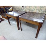 A pair of 1970s exotic hardwood lamp tables,