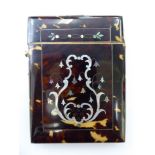 A late Victorian mother-of-pearl inlaid tortoiseshell card case 11