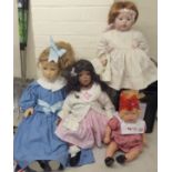 Four collectors dolls: to include a porcelain example by Celia 'Maria' Limited Edition 63/100