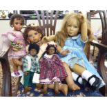 Five collector's celluloid dolls: to include an example by Annette Himstedt 'Keri' 22''h BSR