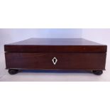 A late Victorian mahogany shallow box with straight sides,