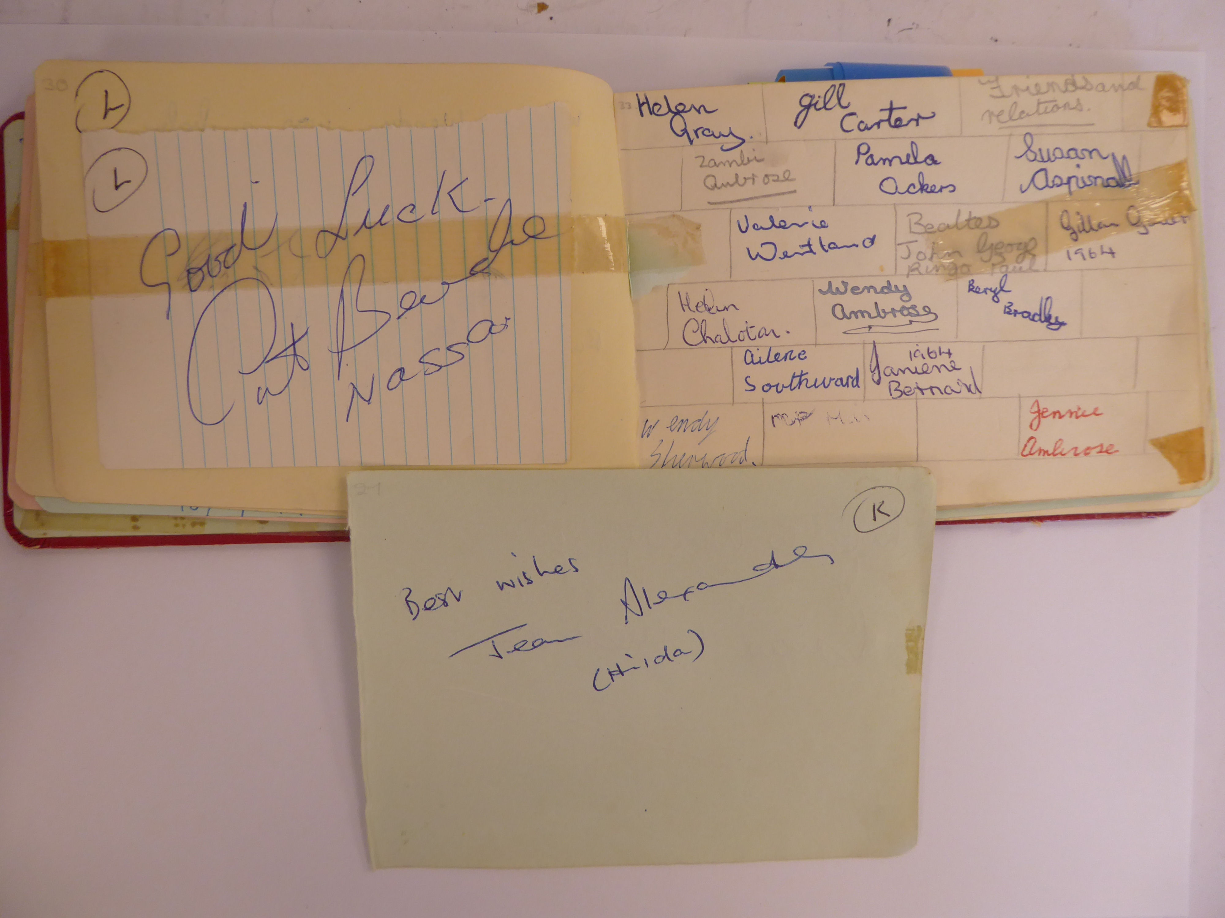 A 1960s autograph album with entries including several of the former principal actors in Granada - Image 3 of 6