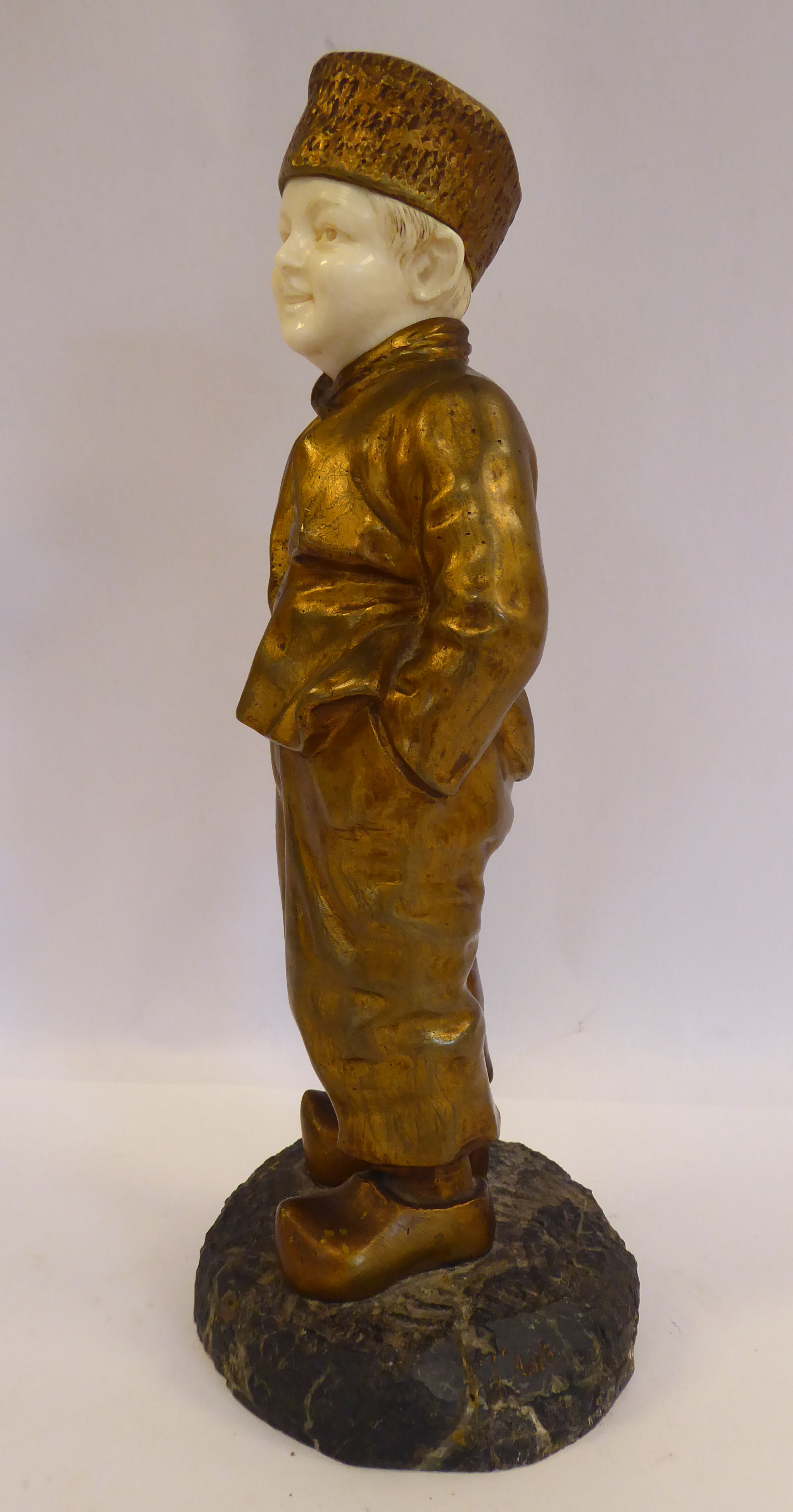 Joseph d'Aste - 'Jeune Homme' a cast gilt bronze and carved ivory standing figure, - Image 2 of 8