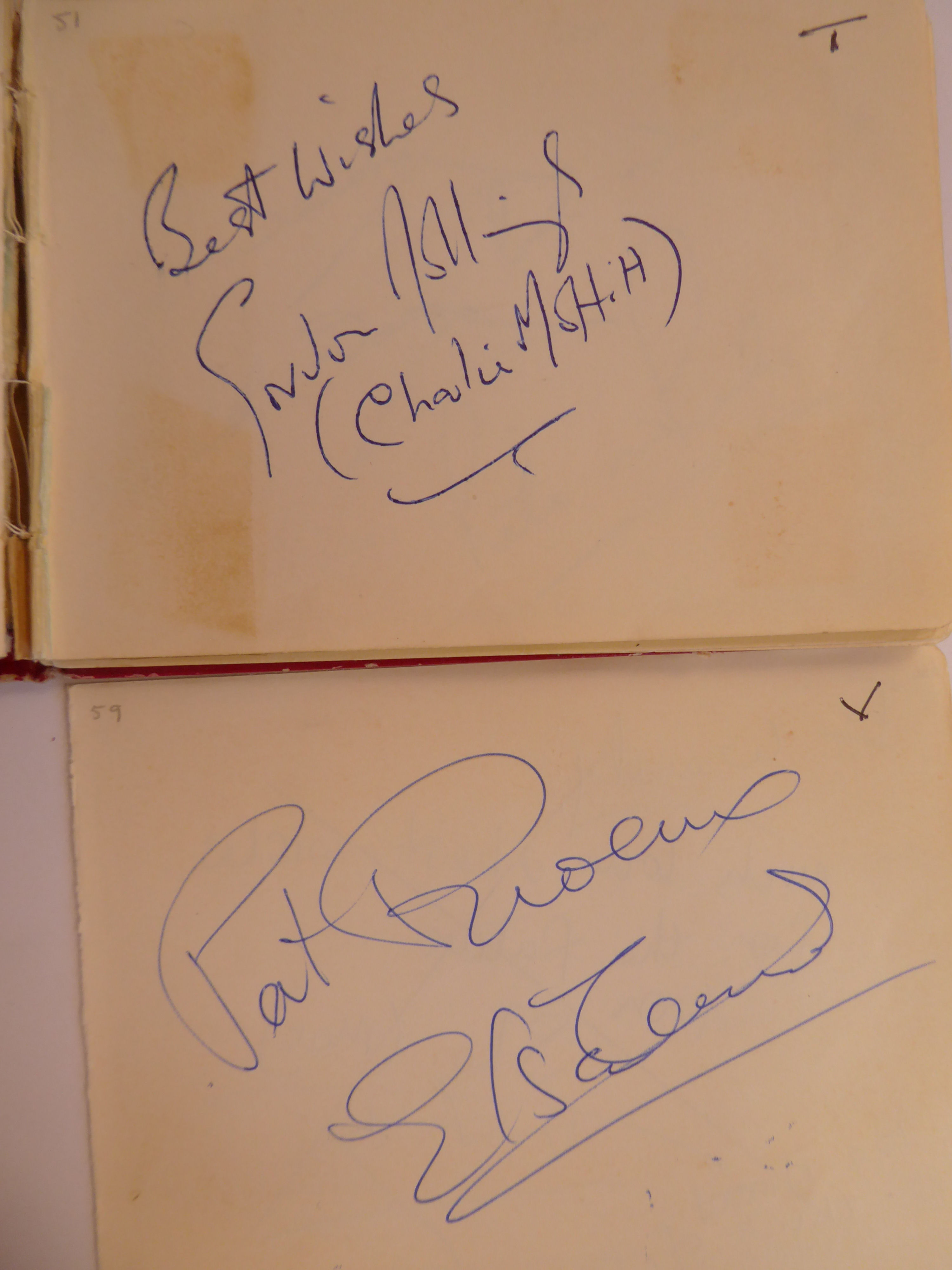 A 1960s autograph album with entries including several of the former principal actors in Granada - Image 6 of 6