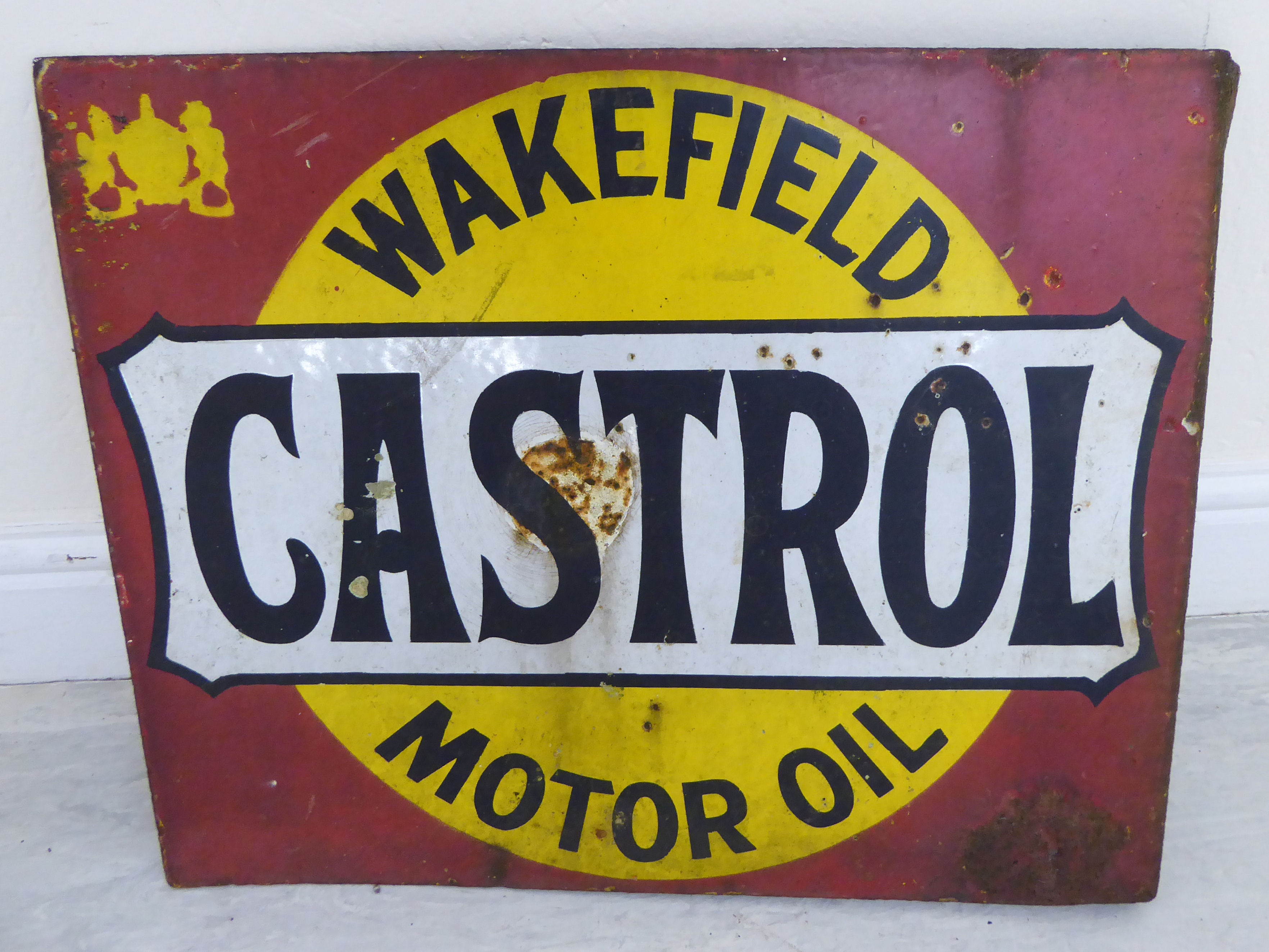 A double sided enamelled steel advertising sign, black, - Image 3 of 3