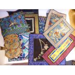 Seventeen various 20thC mainly machine made Oriental tapestry panels largest 12''sq