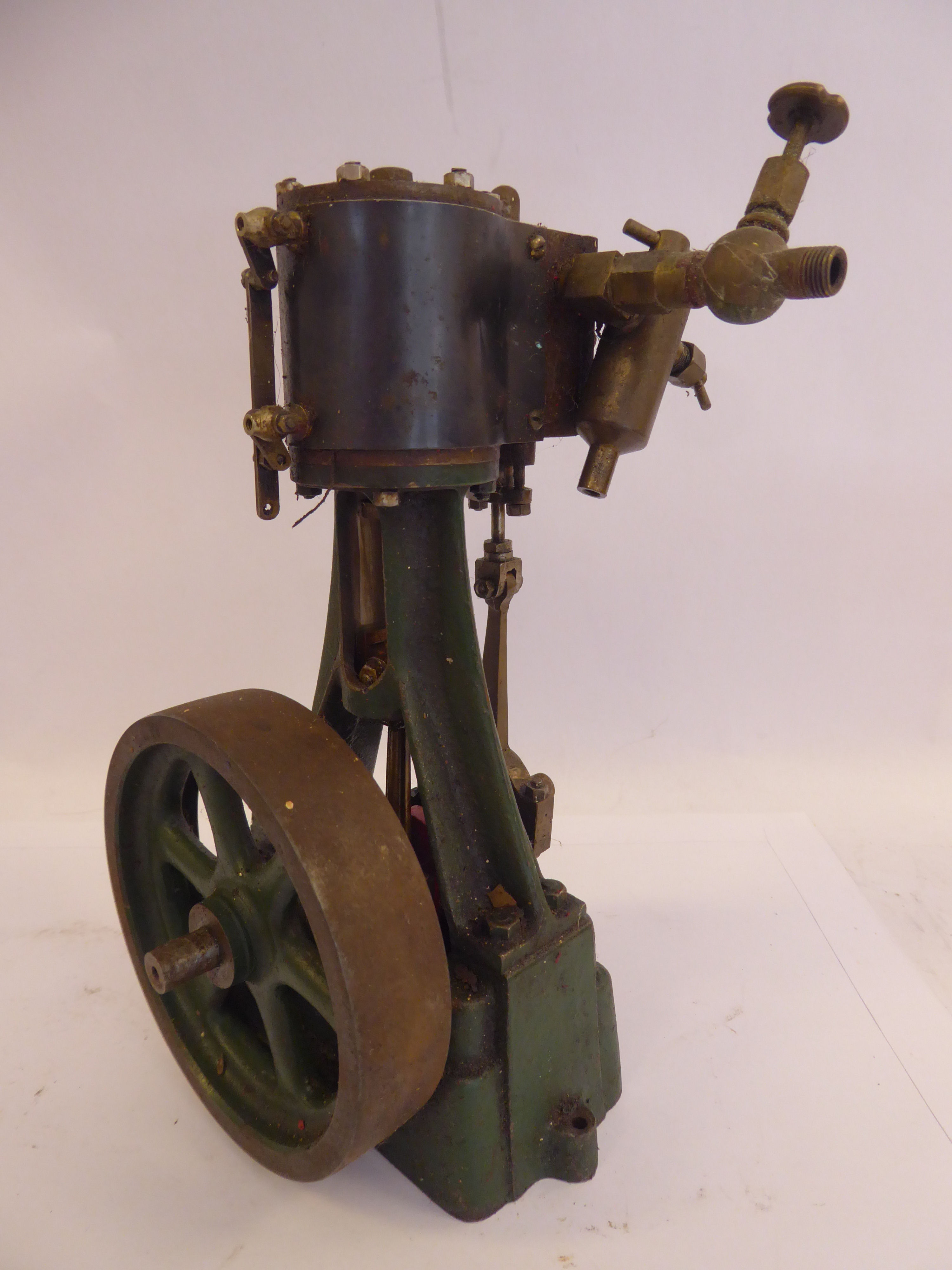 A (probably Stuart) green painted live steam model static engine 7. - Image 5 of 7