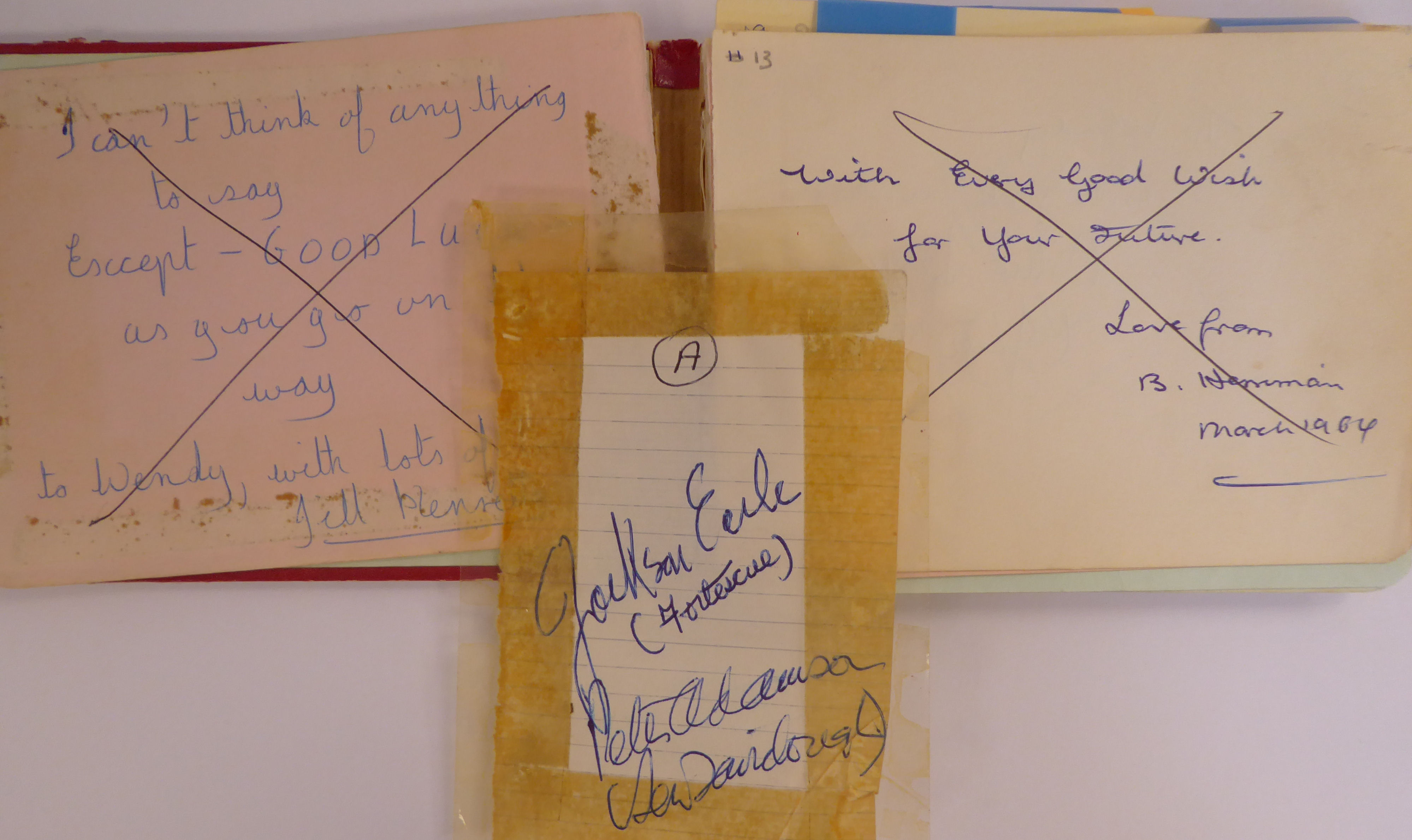 A 1960s autograph album with entries including several of the former principal actors in Granada