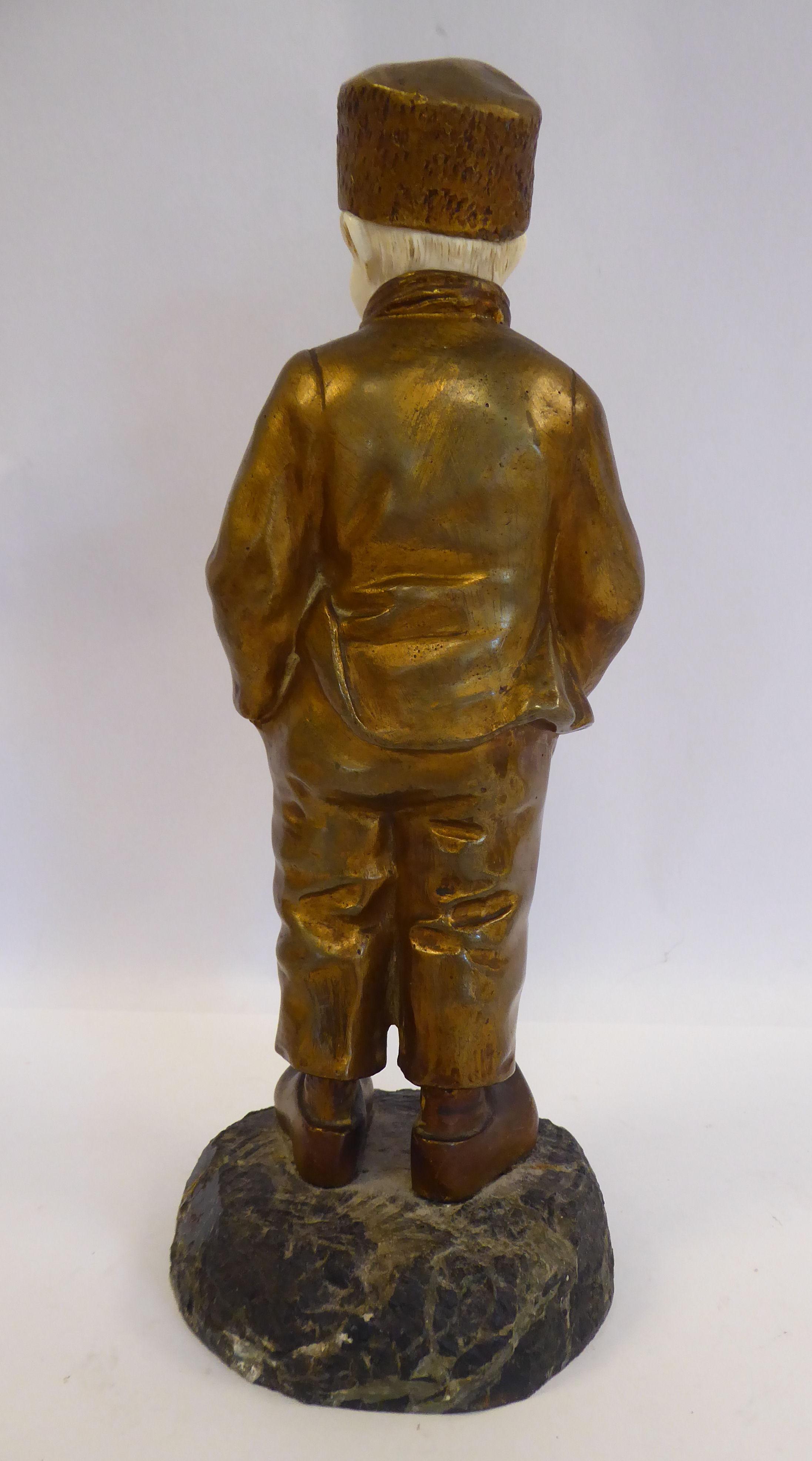 Joseph d'Aste - 'Jeune Homme' a cast gilt bronze and carved ivory standing figure, - Image 4 of 8
