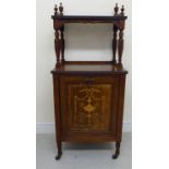 A late Victorian satinwood string inlaid rosewood purdonium,