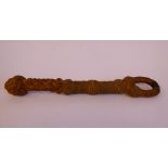 A 19thC finely woven and knotted string and rope bell pull lanyard 12''L overall