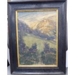 Late 19th/early 20thC British School - a mountainous Welsh landscape oil on canvas 14'' x 10''