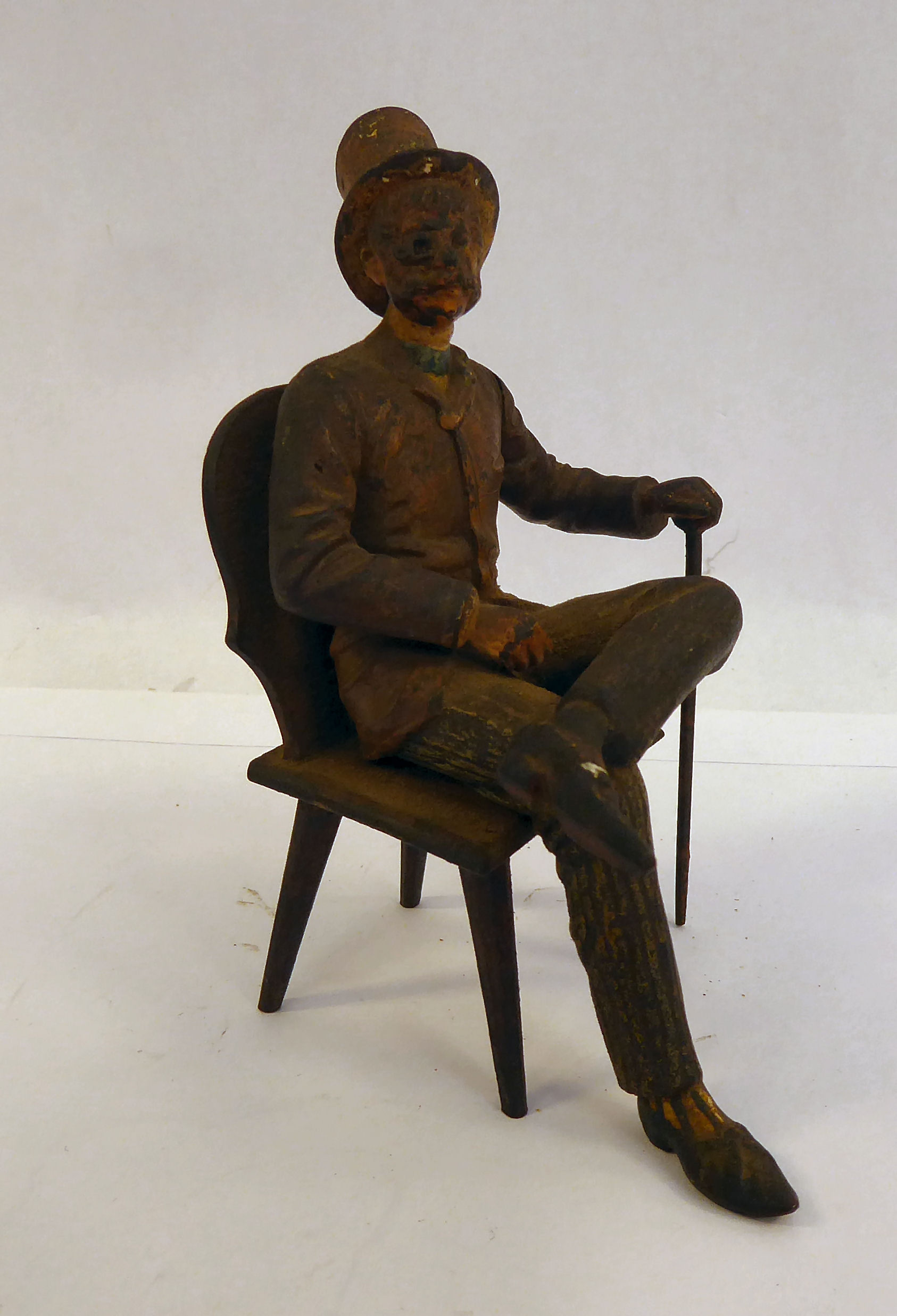 A late 19thC painted cold cast bronze figure, a bewhiskered gentleman, - Image 6 of 6