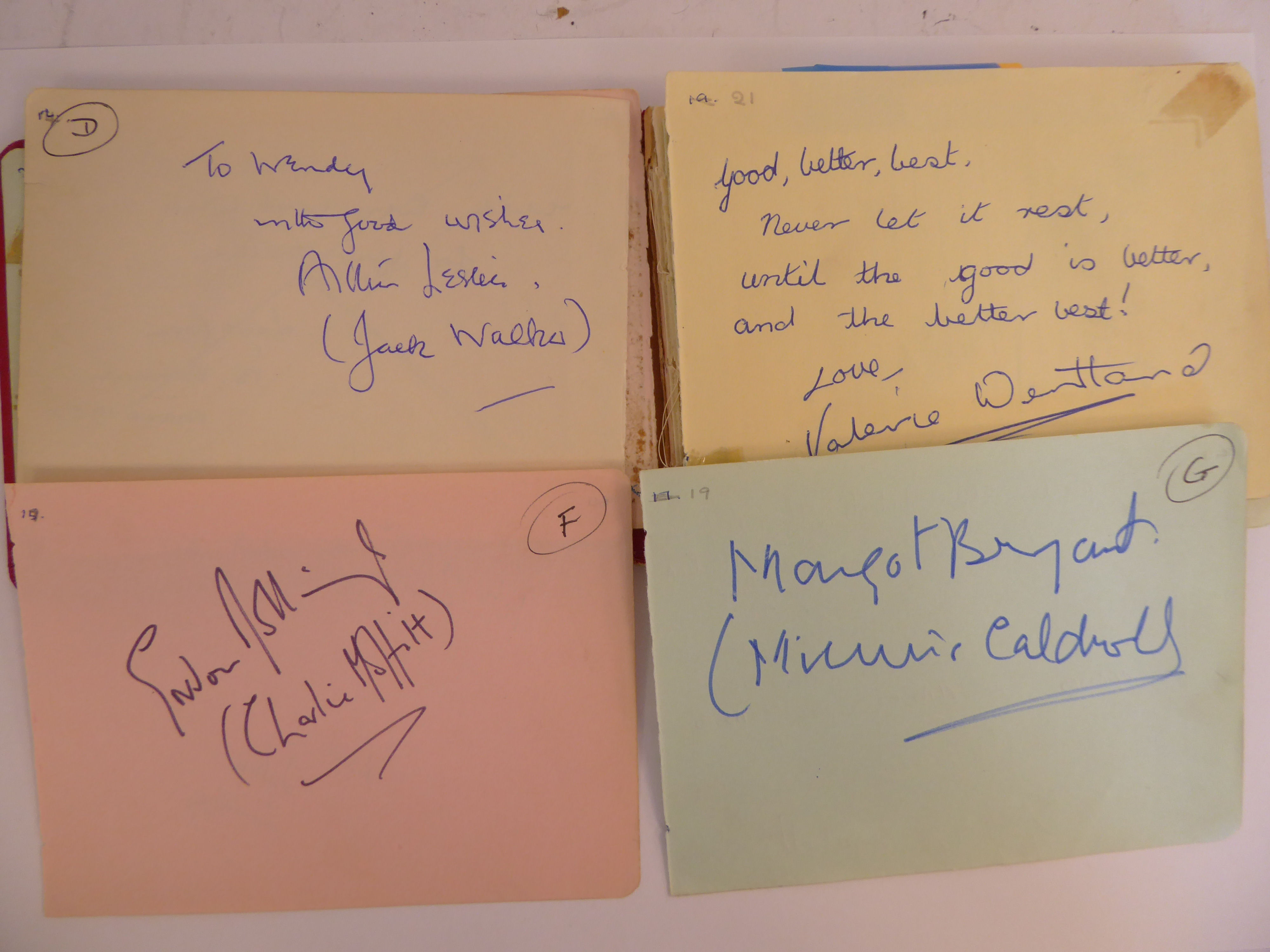 A 1960s autograph album with entries including several of the former principal actors in Granada - Image 2 of 6