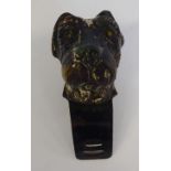 An early 20thC painted cold cast bronze mascot, a terrier's head 2.