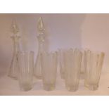 A set of six late 19th/early 20thC Bavarian tall cut glass cordial glasses of tapered,