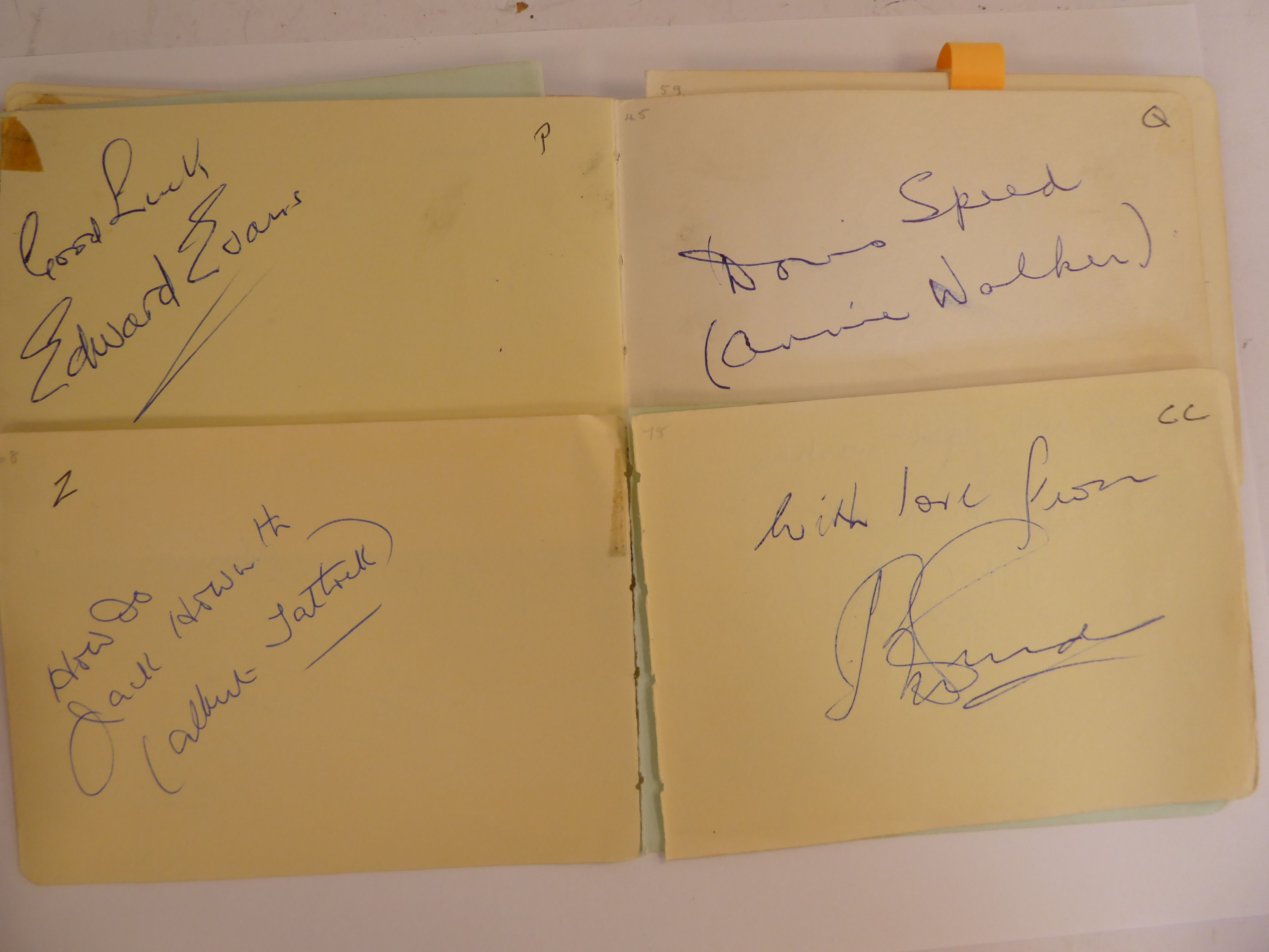 A 1960s autograph album with entries including several of the former principal actors in Granada - Image 5 of 6