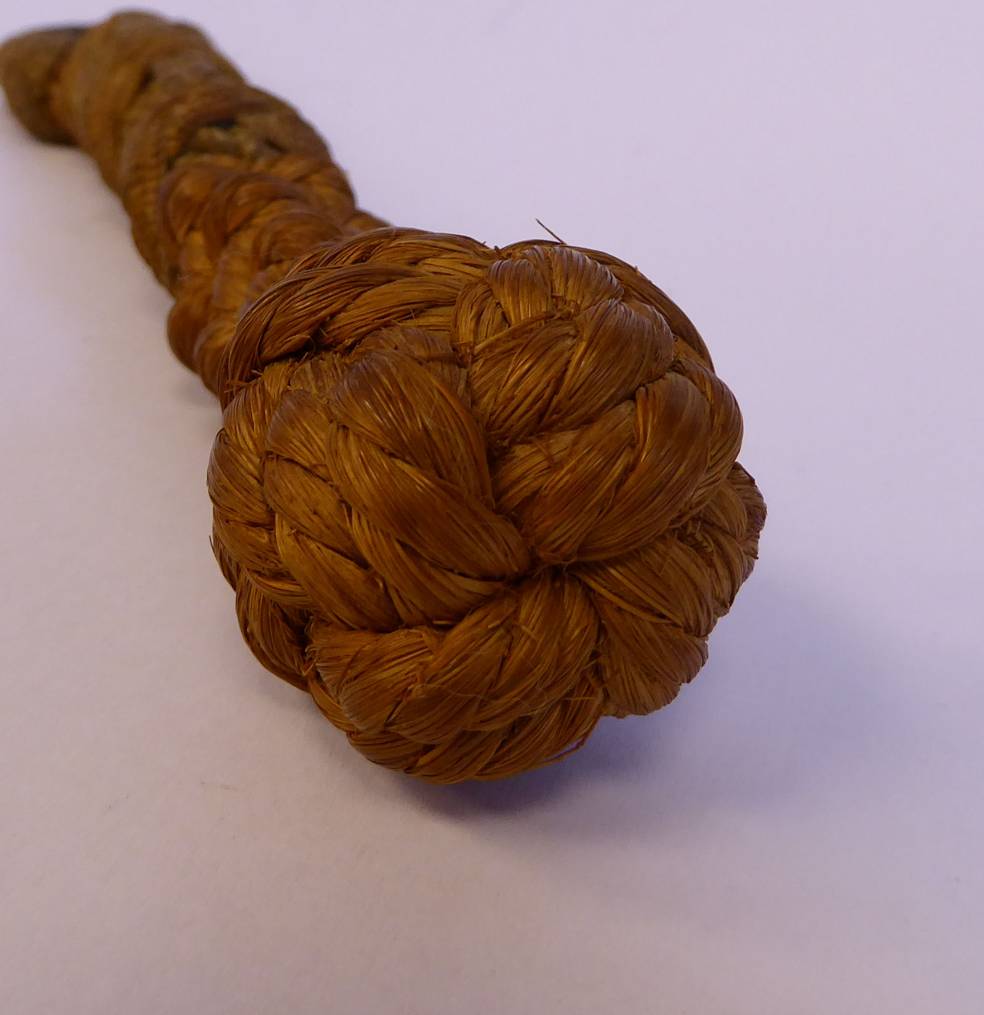 A 19thC finely woven and knotted string and rope bell pull lanyard 12''L overall - Image 5 of 6