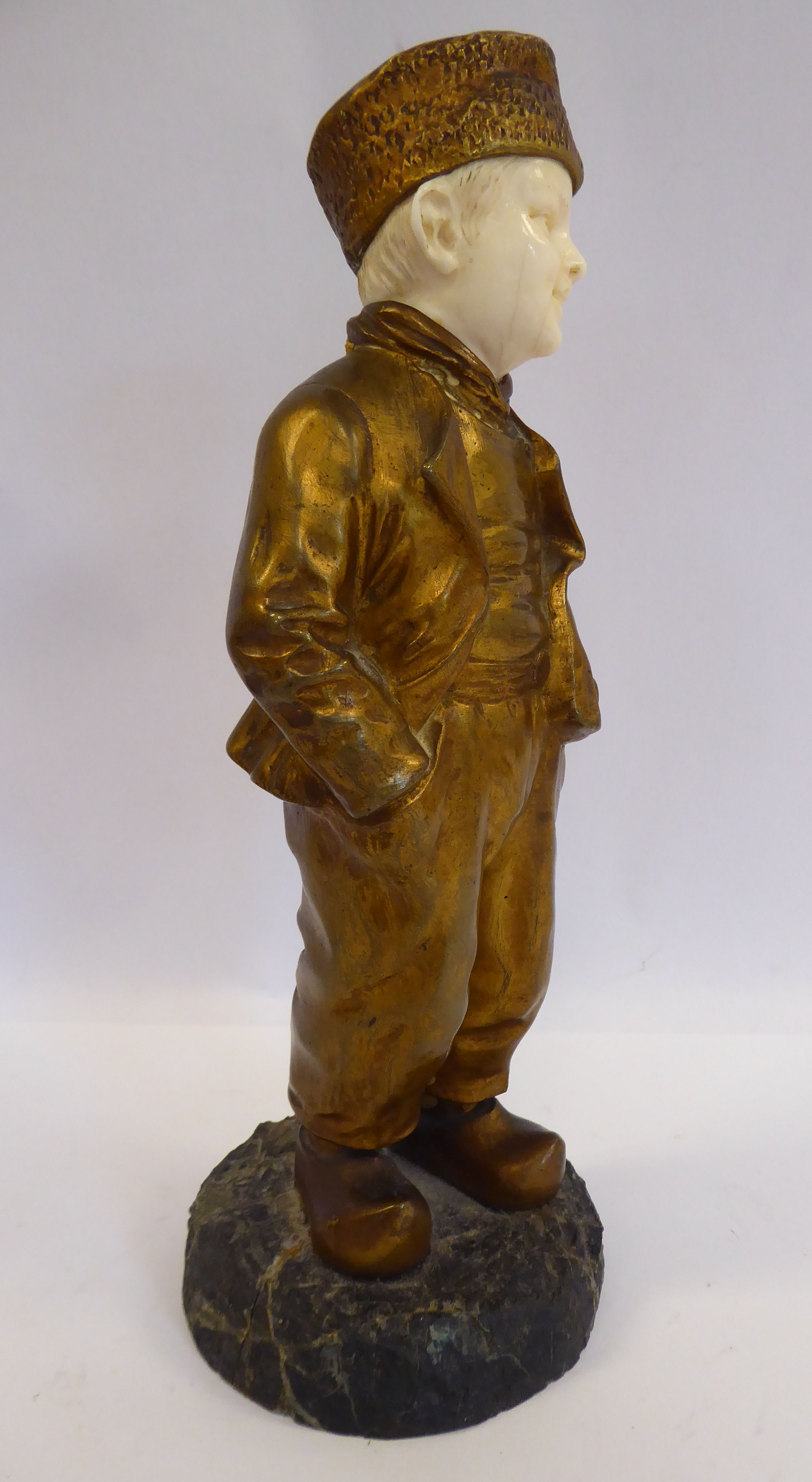 Joseph d'Aste - 'Jeune Homme' a cast gilt bronze and carved ivory standing figure, - Image 3 of 8