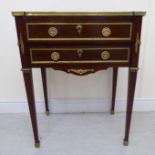 An early 20thC Continental lady's mahogany and decoratively cast gilt metal mounted writing table,